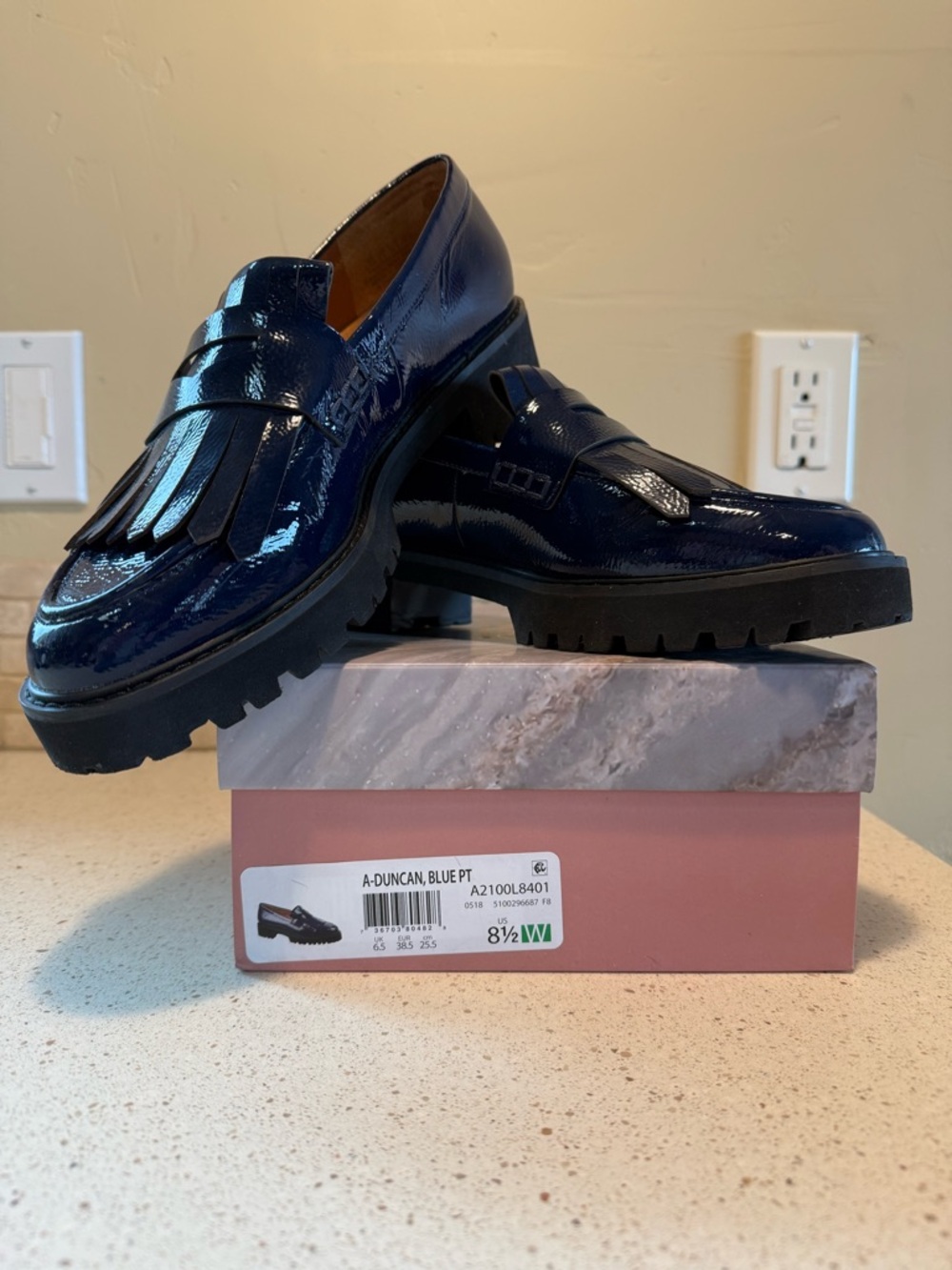 Franco Sarto Navy Patent Kiltie Loafers